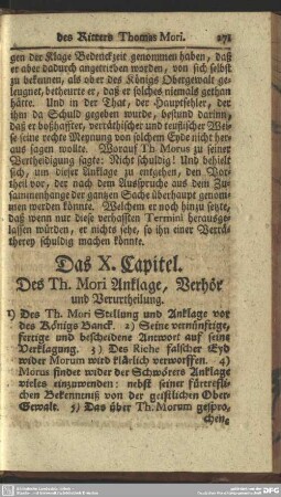 Das X. Capitel. Des Th. Mori Anklage, Verhör und Verurtheilung