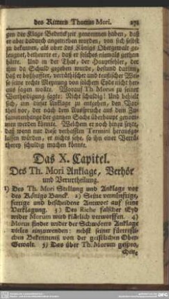 Das X. Capitel. Des Th. Mori Anklage, Verhör und Verurtheilung
