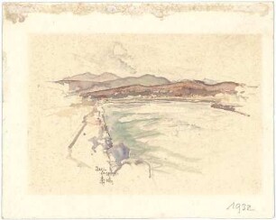 Gsaenger, Gustav; Lenggries (Bayern); Landschafts - und Gebäudestudien - "Isar in Lenggries" (Studie)