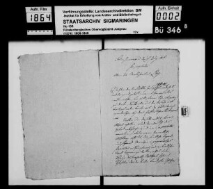 Vermögensübergabe des Josef Schmied in Inneringen an seinen Sohn Josef