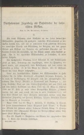 Bartholomäus Ziegenbalg als Bahnbrecher der lutherischen Mission