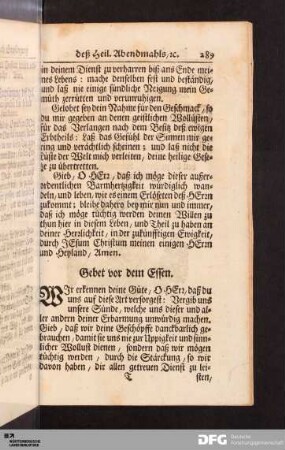 Gebet vor dem Essen