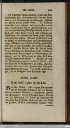 Artikel XXIII. Von kaiserlichen Hofsachen