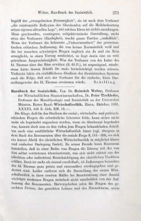271-272 [Rezension] Weber, Heinrich, Wirtschaftsethik
