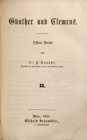 Günther und Clemens : offene Briefe, 2