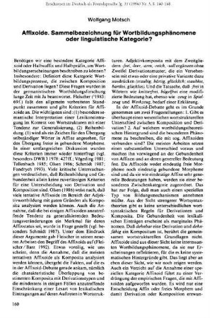 Affixoide. Sammelbezeichnung für Wortbildungsphänomene oder linguistische Kategorie?