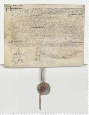 Arnold Bulle, Domherr zu Bardewik, Generaloffizial des Erzbischofs Christoph, transsumiert eine Präsentationsurkunde des Superior und Senior der Kalandsbrüderschaft (Albert und Hartwich Schomaker) für eine Vikarie am Marienaltar der Hl. Geist Kapelle in Uelzen und investiert den Kleriker Jacob Schomaker. Notar Otto Hermanni [lat].