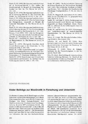 Kieler Beiträge zur Biozönotik in Forschung und Unterricht