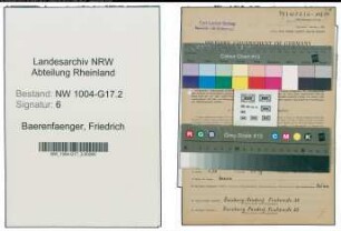 Entnazifizierung Friedrich Baerenfaenger , geb. 22.11.1902 (Kaufmann)
