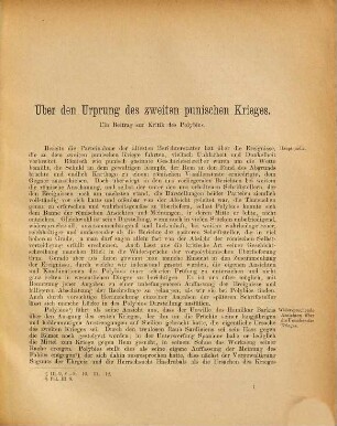 Über den Ursprung des zweiten punischen Krieges : e. Beitr. zur Kritik d. Polybios