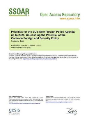 Priorities for the EU’s New Foreign Policy Agenda up to 2024: Unleashing the Potential of the Common Foreign and Security Policy