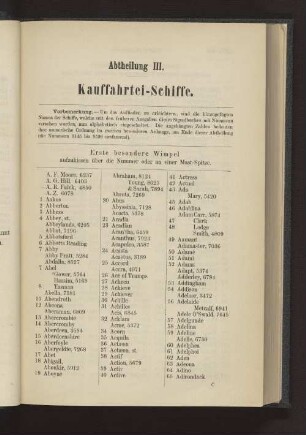 Abtheilung III. Kauffahrtei-Schiffe