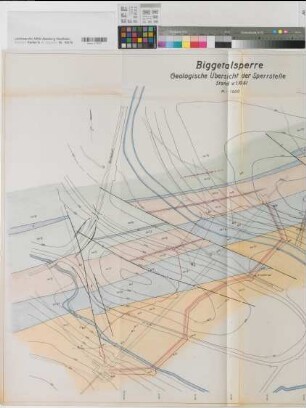 Biggetalsperre geologische Übersicht der Sperrstelle 1961 1 : 1000 97 x 123 kol. Pause Ruhrtalsperrenverein Regierung Arnsberg