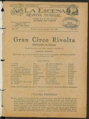 Gran Circo Rivolta : (colección de fieras) ; drama grotesco en cinco cuadros
