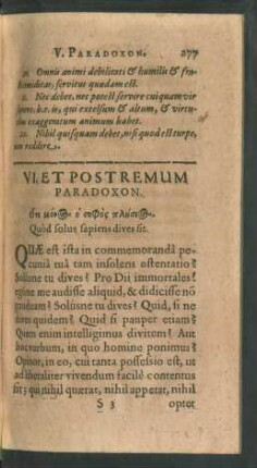 VI. Et Postremum Paradoxon.