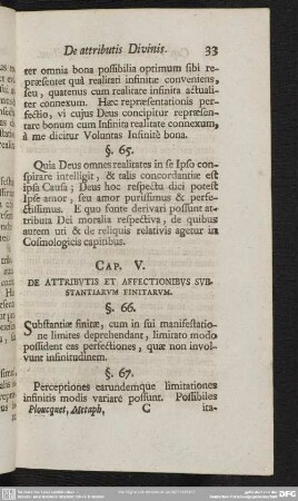 Cap. V. De Attributis Et Affectionibus Substantiarum Finitarum