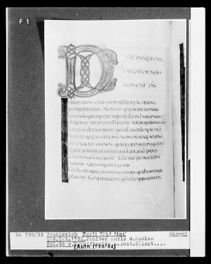 Psalter Karls des Kahlen — Textblatt mit Initiale D, Folio 56verso