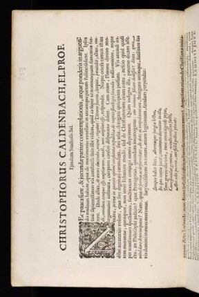 Christophorus Caldenbach, El. Prof. Ejusdem Studiosis Sal.