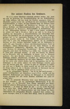 ¬Der¬ weitere Ausbau des Seminars