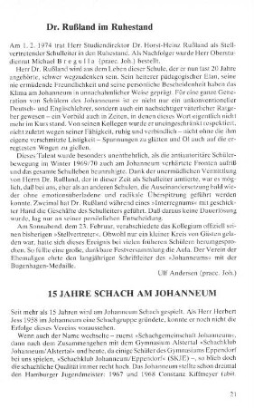 15 Jahre Schach am Johanneum
