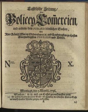 Nro. X, Montags, den 5. Martii 1736