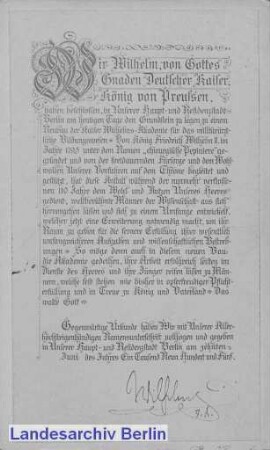 [Grundsteinlegung des Neubaues der Kaiser-Wilhelms-Akademie]