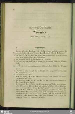 Sechster Abschnitt. Wasserräder.