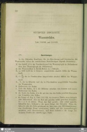 Sechster Abschnitt. Wasserräder.