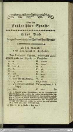 Erstes Buch von den partibus orationis der Toskanischen Sprache