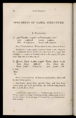 Specimens of Tamil structure