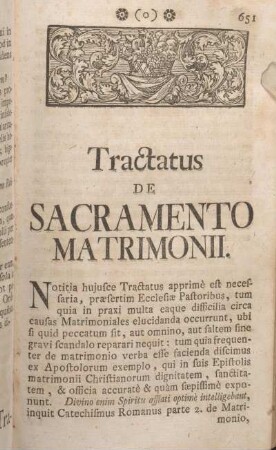 Tractatus De Sacramento Matrimonii.