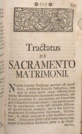 Tractatus De Sacramento Matrimonii.