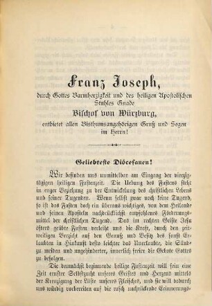 Hirtenbriefe : (von Würzburg), 1889