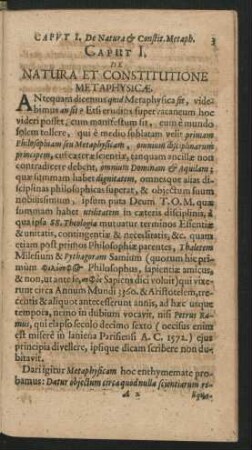 Caput I. De Natura Et Constitutione Metaphysicae.
