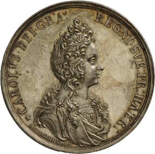 Medaille von Anton Meybusch auf die Erziehung des schwedischen Erbprinzen Karl XII., 1689