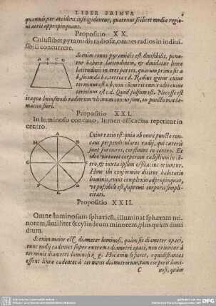 Propositio XXII. Omne luminosum sphaericu, illuminat sphaeram minorem, similiter & cylindrum minorem, plus quam dimdium.