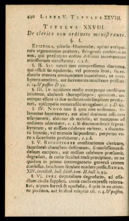 Titulus XXVIII. De clerico non ordinato ministrante.