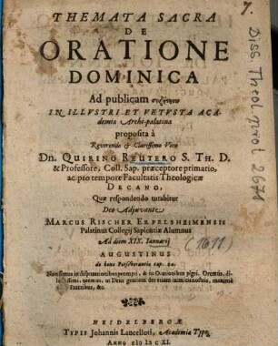 Themata Sacra De Oratione Dominica