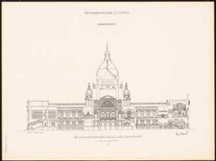 Reichsgericht, Leipzig: Tafel 19: Längsschnitt (aus: Der Reichsgerichtsbau zu Leipzig, Berlin 1898)