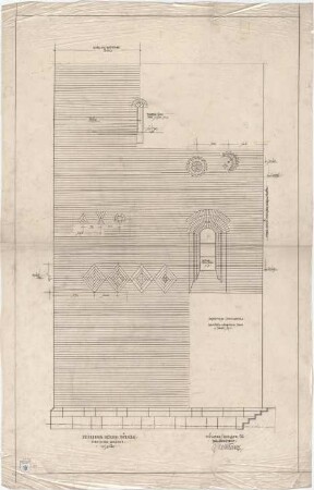 Bestelmeyer, German; Nürnberg (Bayern); Ev. Friedenskirche St. Johannes - Mappe 2: Turm (Teilansicht von Norden)
