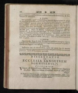 Dissertatio De Ecclesia Sanguinem Non Sitiente.