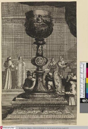 [Ein mit einem Abendmahl verziertes Ziborium; Un ciboire orné d'une Cène]