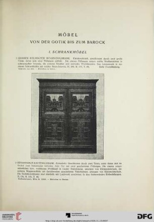 Möbel von der Gotik bis zum Barock (Nr. 1-73)