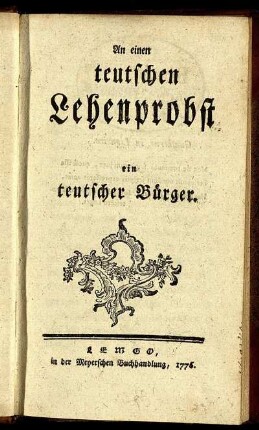An einen teutschen Lehenprobst