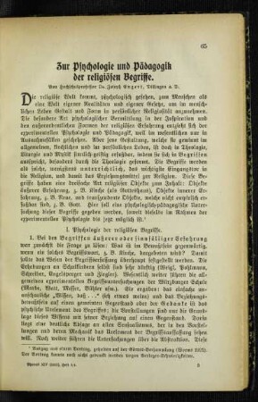 Zur Psychologie und Pädagogik der religiösen Begriffe