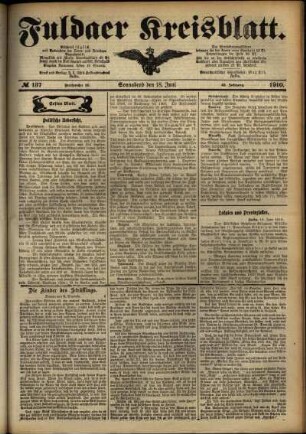 Erste Ausgabe vom Samstag, den 18. Juni 1910.