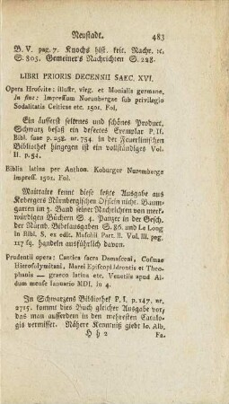 Libri Prioris Decennii Saec. XVI.