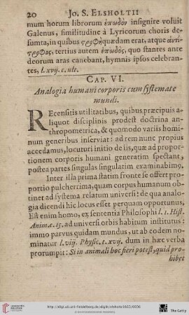 Cap. VI.: Analogia humani corporis cum systemate mundi