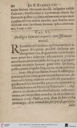 Cap. VI.: Analogia humani corporis cum systemate mundi