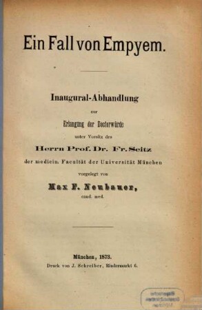 Ein Fall von Empyem : Inaugural-Dissertation